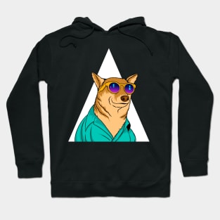 Cool 90s Vibe Vaporwave Corgi Wearing Sunglasses | Corgi Lover Gift Hoodie